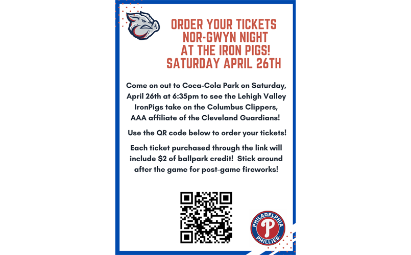 Nor-Gwyn Night at the Iron Pigs is Saturday April 26